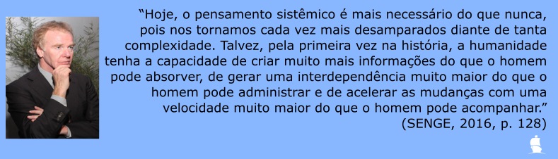 O pensamento sistêmico é mais necessário do que nunca! - Peter Senge Pensamento sistêmico: Quinta Disciplina - uma mudança de mentalidade